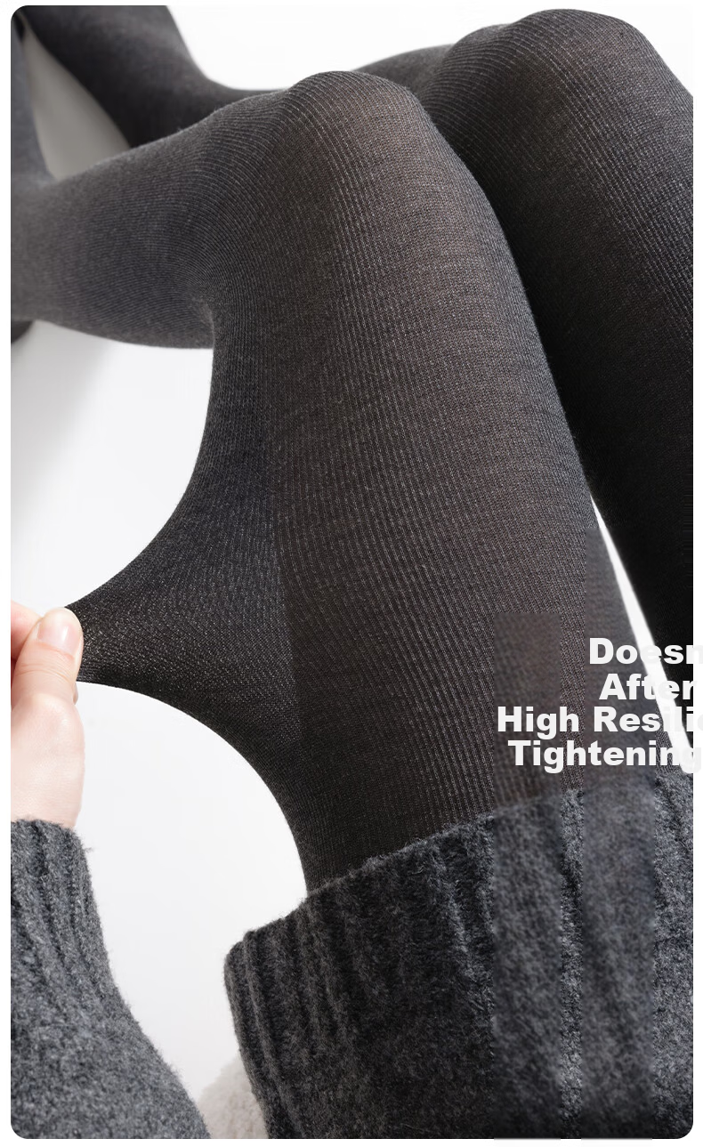 Dongfangyuan Vertical Stripe Cotton Tights Women's Autumn Winter Fleece Lined Thickened Warm Slim Fit Pantyhose 1 Pair 13