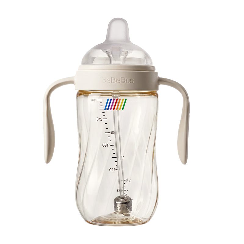 Bebebus PPSU Baby Bottle with Anti-Colic Nipple for 6+ Months, Large Capacity 300ml with Gravity Ball and Handle