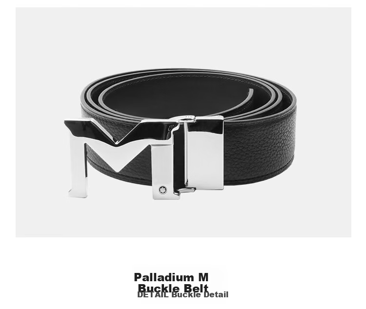 MONTBLANC Grain and Smooth Leather Reversible M Buckle Belt 3.5cm 127697 Gift 7