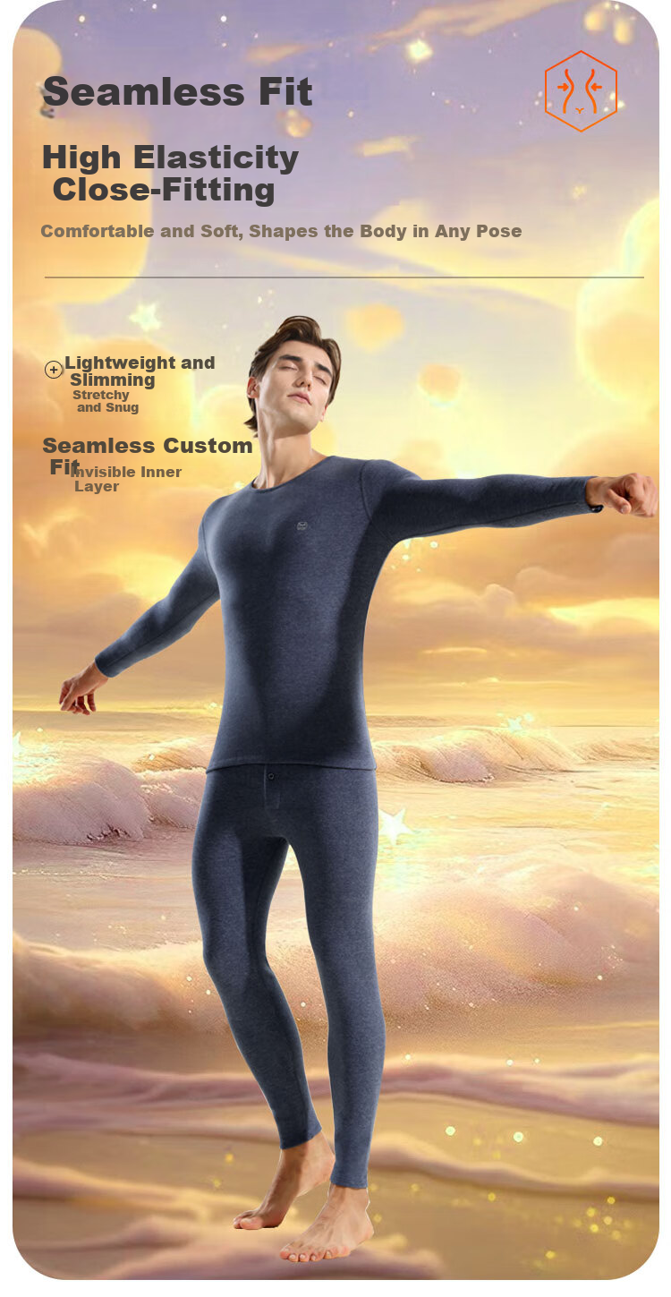 MiiOW [Acetate Goose Down Cashmere Silk] German Velvet Thermal Men's Warm Underwear Set Autumn Long Johns Thermal Suit 4