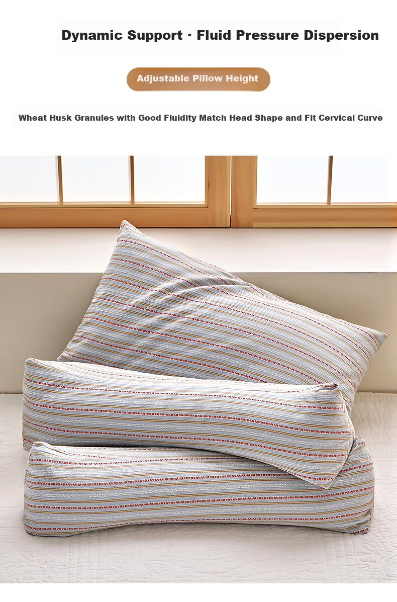 Grace Pure Cotton Triangular Traction Combination Pillow Buckwheat Pillow Cervical Pillow Buckwheat Husk Summer Pillow Neck Comfort Pillow 11