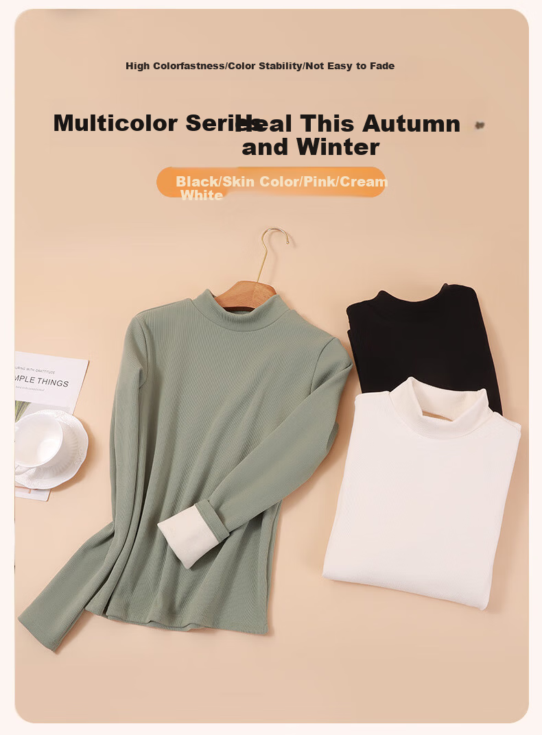 LangSha Women's Thermal Thickened Ribbed Base Shirt Autumn Winter 2025 New Half Turtleneck Knit Elegant Top 17