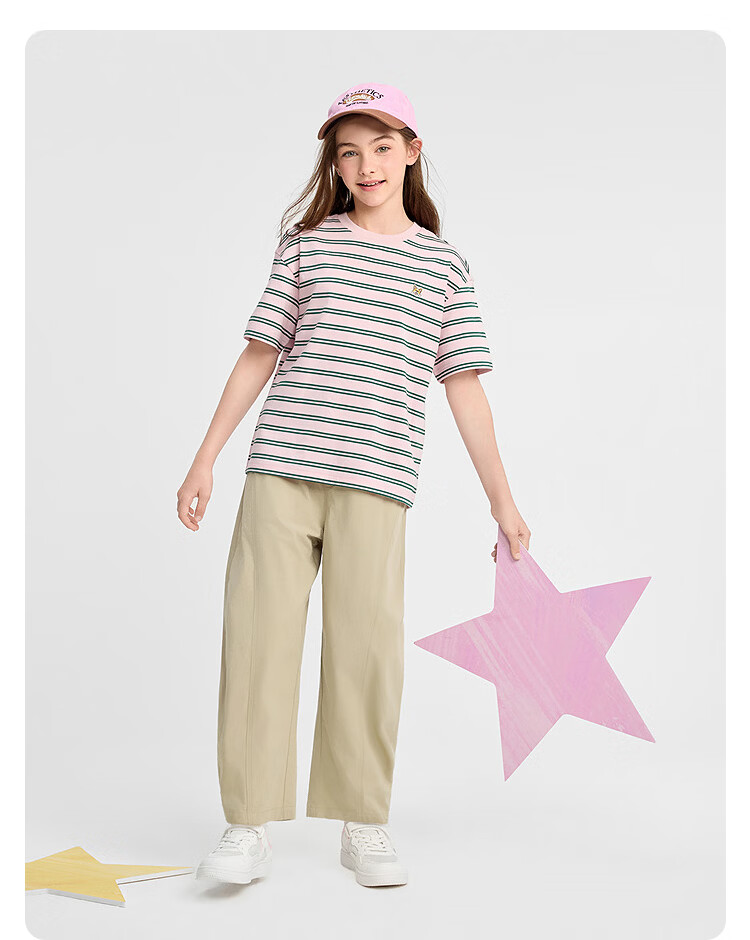 Balabala [balaOne] Kids Short Sleeve T-Shirt Boys Girls 2026 Summer Striped Quick-Dry Parent-Child 20