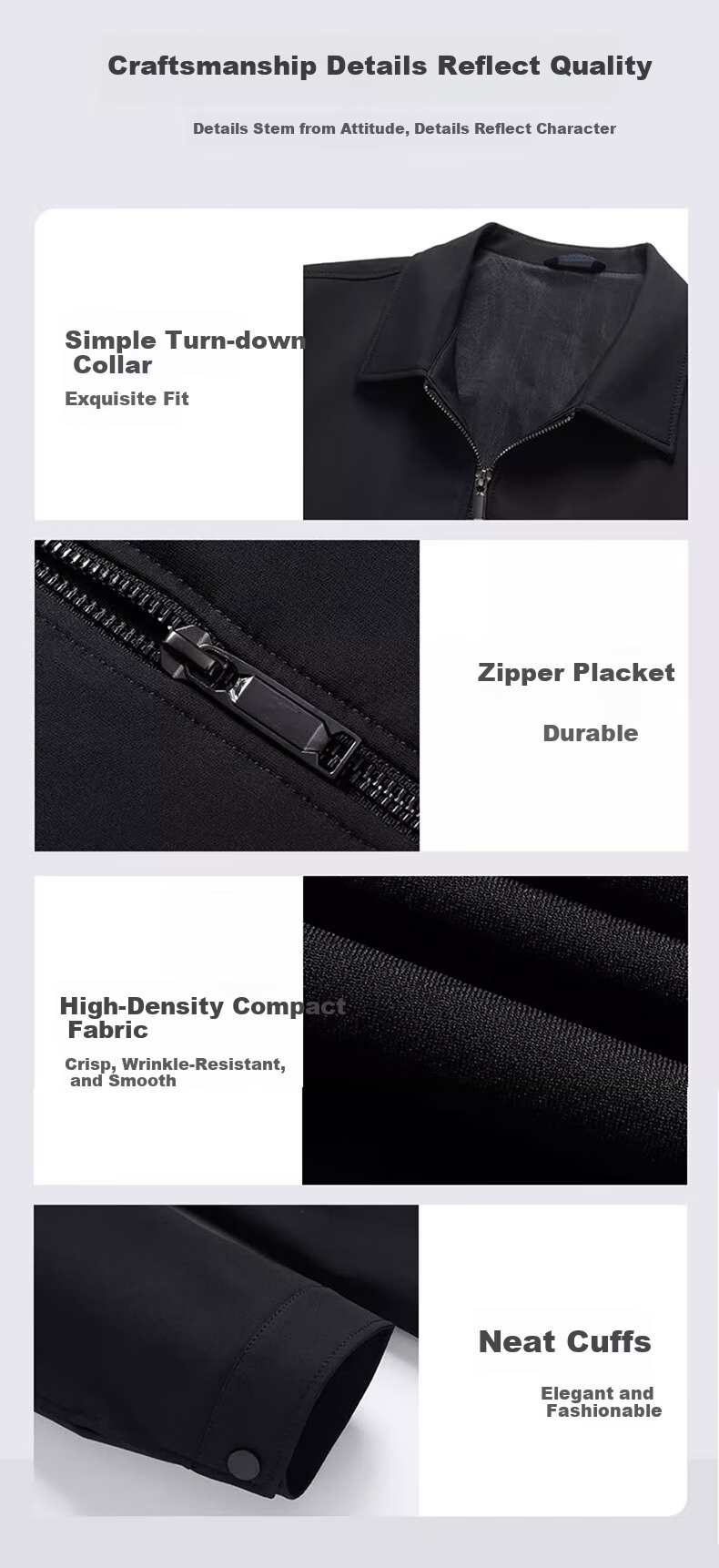 Woodpecker [Wear-Resistant and Water-Repellent] Men's Summer Jacket, Middle-Aged Dad Style, Casual Lapel Jacket, Black XL 8