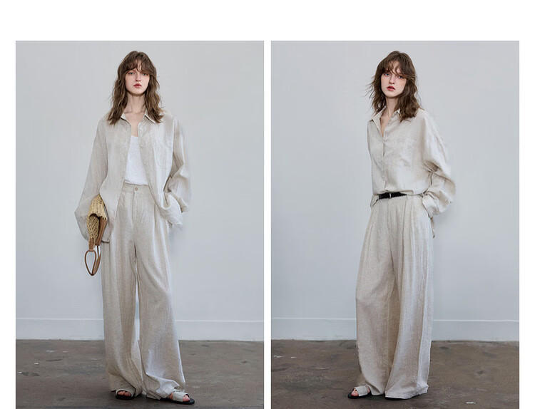 Demana Oxygen 100 Linen Spring Minimalist 3D Pleated Loose Wide-Leg Slimming Casual Pants for Women Premium Feel 11