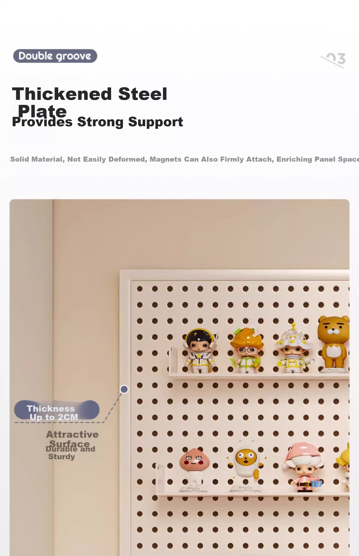 TANGJI Wall-Mounted Pegboard Storage Rack Gaming Desk Accessories Metal Organizer with Hooks 7