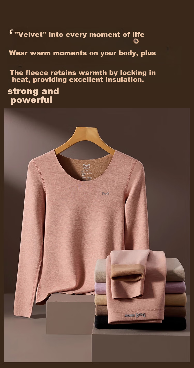 MiiOW [Camel Silk] Men's Thermal Underwear Set, De Rong Heat-Generating, Seamless, Fleece-Lined, Thickened Warm Autumn and Winter Set 8