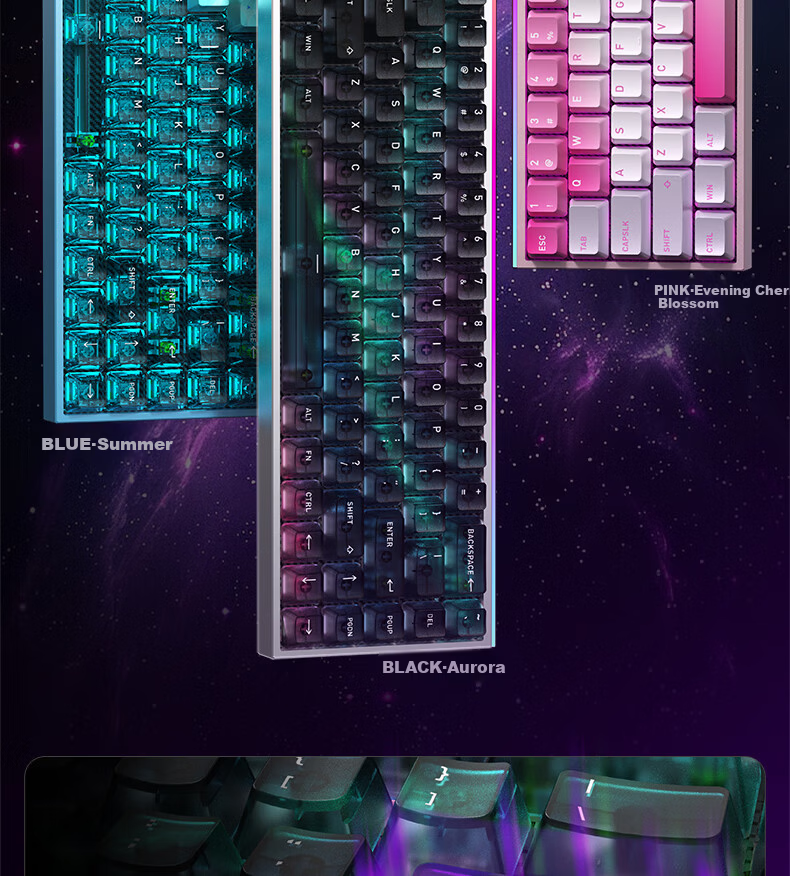 Hyeku MAG68 Magnetic Axis Custom Mechanical Keyboard Wired Hot-Swappable Aluminum Alloy 68-Key Kailh Glutinous Rice Switch Aurora RT Mode 1