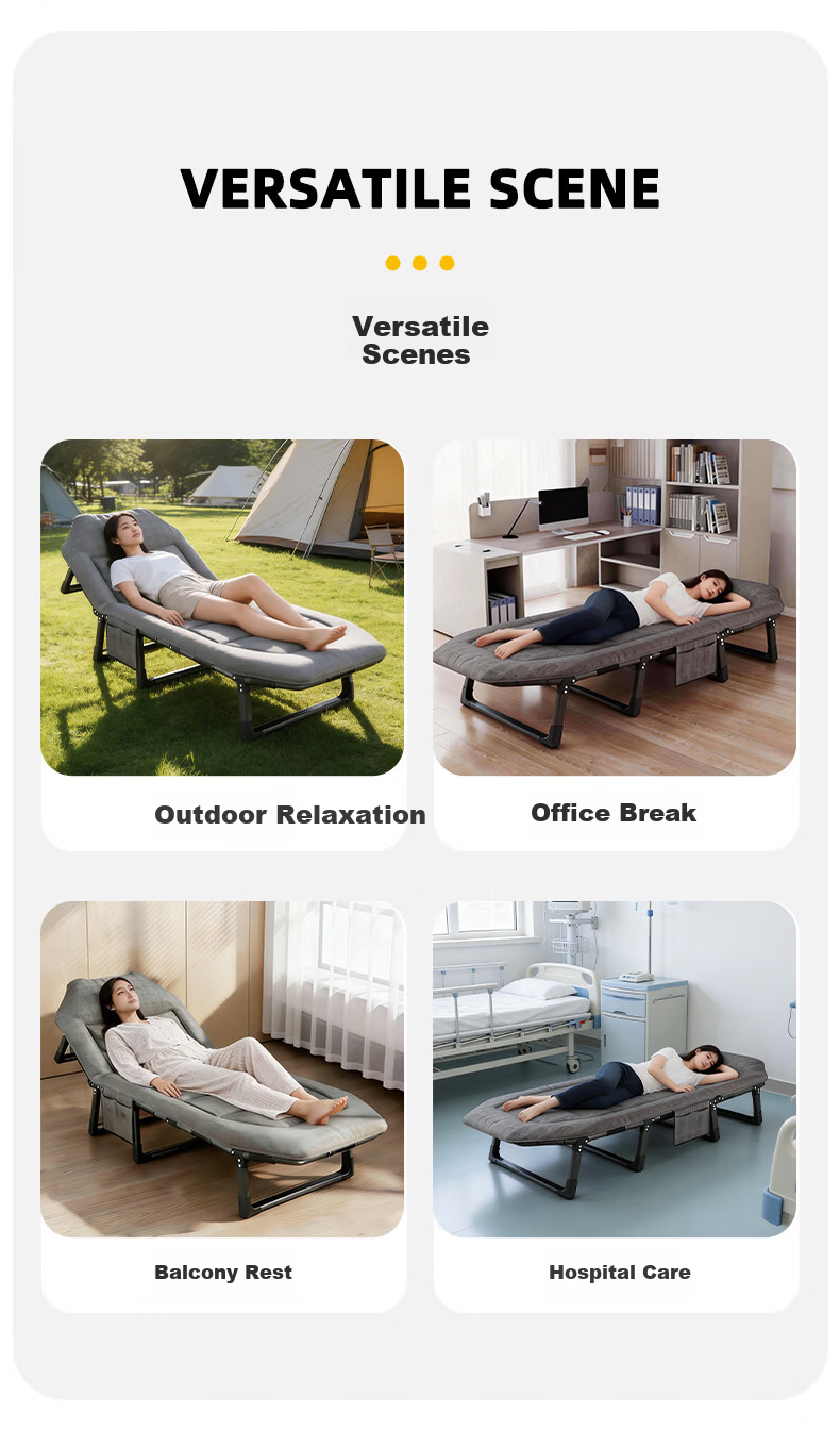 Yiman Folding Single Bed Office Nap Bed Military Care Adjustable Backrest Recliner Chair 11