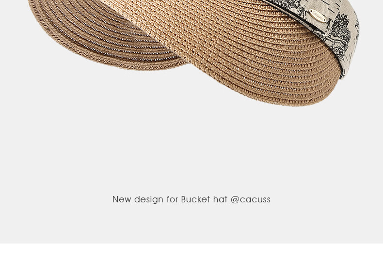 CACUSS Women's Summer Straw Woven Open-Top Hat Large Brim Sun Hat Outdoor Beach Sunshade Hat Ink-Dyed Blue 20