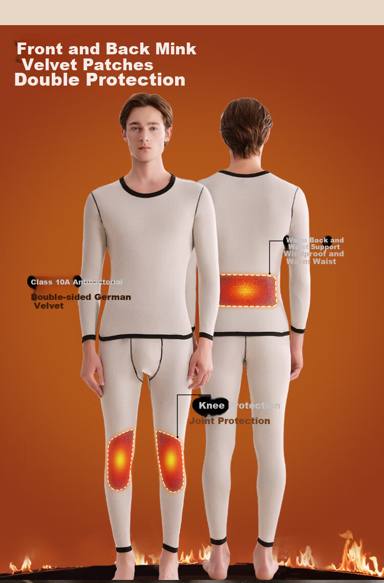 MiiOW [Mink Cashmere Acetate Wool Silk] Women's Thermal Underwear Set Autumn Long Johns and Knee Warmers 9