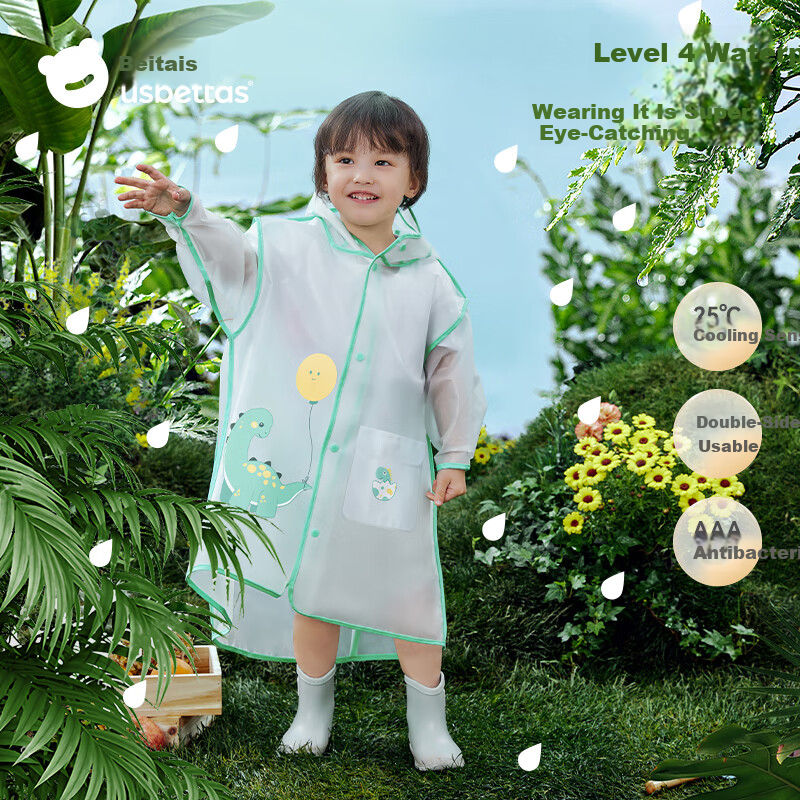 Betis Kids Raincoat Boys Girls Waterproof Rainwear Kindergarten Primary School Student Rain Poncho