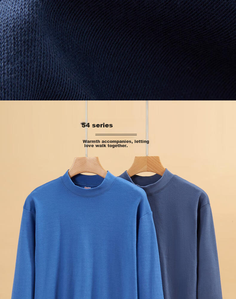 Bejirog Middle-aged and Elderly Men's Autumn Cotton Thermal Underwear Set Base Layer Warm Thin Cotton Sweater Dark Blue Set 2XL 5