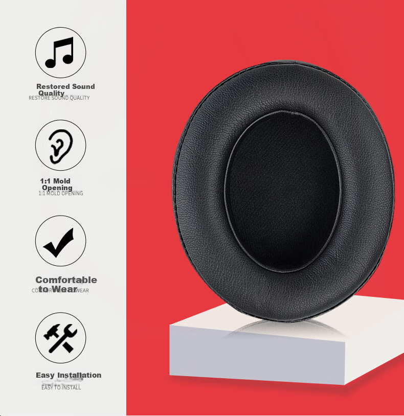 Penggu Replacement Ear Pads for Beats Studio3 Studio2 Pro Headphones, Genuine Sheepskin Black, Universal Repair Accessories 5