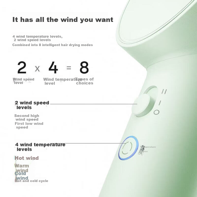FLYCO Borui Series High-Speed Hair Dryer Negative Ion Hair Care Powerful Portable Home Student Dormitory PH1655 Green 2