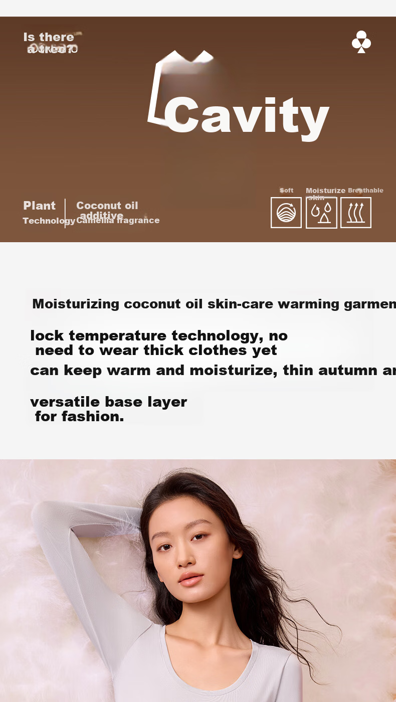 YOUKESHU Women's Thermal Underwear Set Moisturizing Coconut Oil Skin Care Seamless Slim Fit Comfortable Base Layer 2