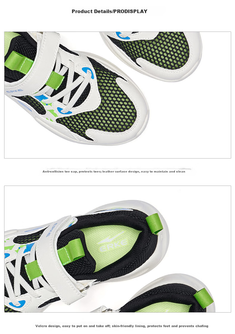 ERKE Children's Shoes, Boys And Girls Big Kids Sports Shoes, Summer Breathable Running Shoes for Kids, Neon Purple/micro-Crystal White, Size 39 57