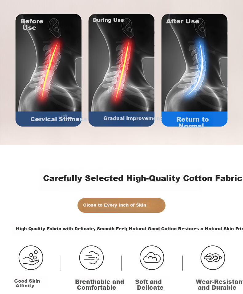 Grace Pure Cotton Triangular Traction Combination Pillow Buckwheat Pillow Cervical Pillow Buckwheat Husk Summer Pillow Neck Comfort Pillow 5
