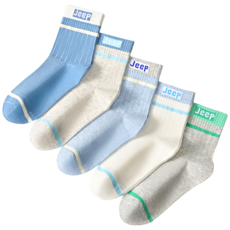 JEEP Children's Socks, Summer Thin Style, 100% Pure Cotton Mesh Breathable, 10A Antibacterial And Odor-Resistant, for Older Boys, Sports Socks