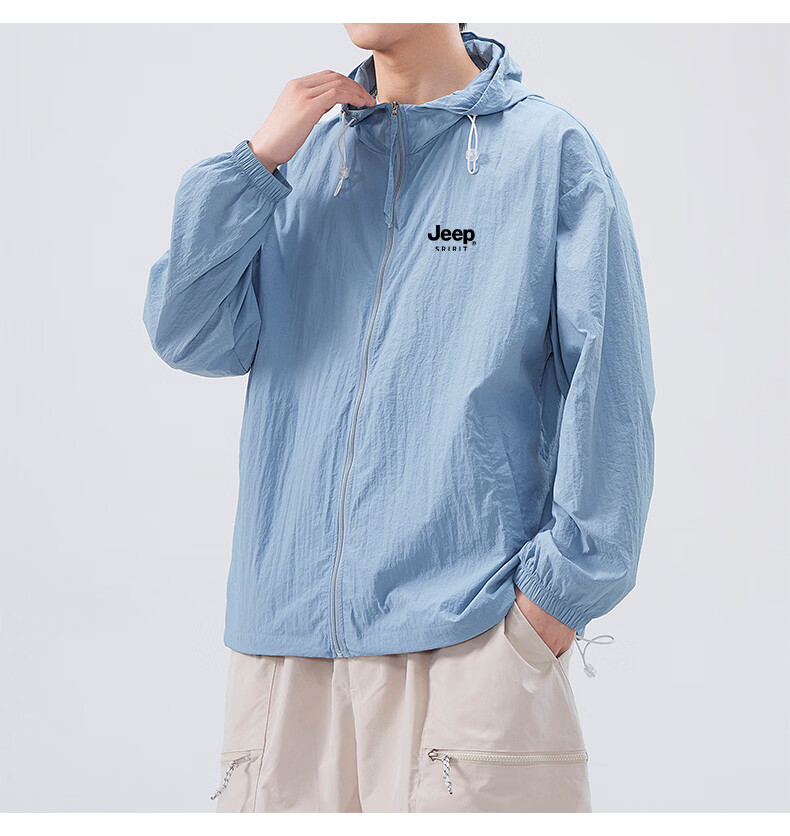 JEEP SPIRIT Men's Summer New Ice Silk Lightweight Sunscreen Jacket Large Size Men's Clothing Coat ZH7777 Cement Gray 4XL 12