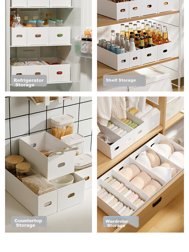 Jicang Right-Angle Storage Box Kitchen Desktop Organizer Basket Cabinet Organizer Drawer Divider Snack Storage Box XL Two-Pack 7