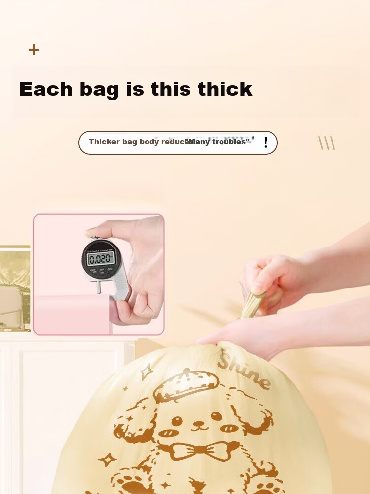 OKISS Household Vest-Style Garbage Bags Thickened Handheld Extra Thick Kitchen Tear-Free Double-Sided 2.6 Mil 52x55cm 150pcs 8