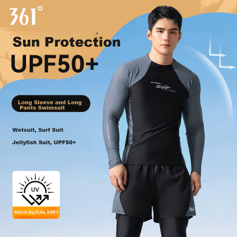 361° Jellyfish Men's Swimwear Set Long Sleeve Long Pants Sun Protection Quick-Dry Adult Surfing Full-Body Snorkeling Wetsuit