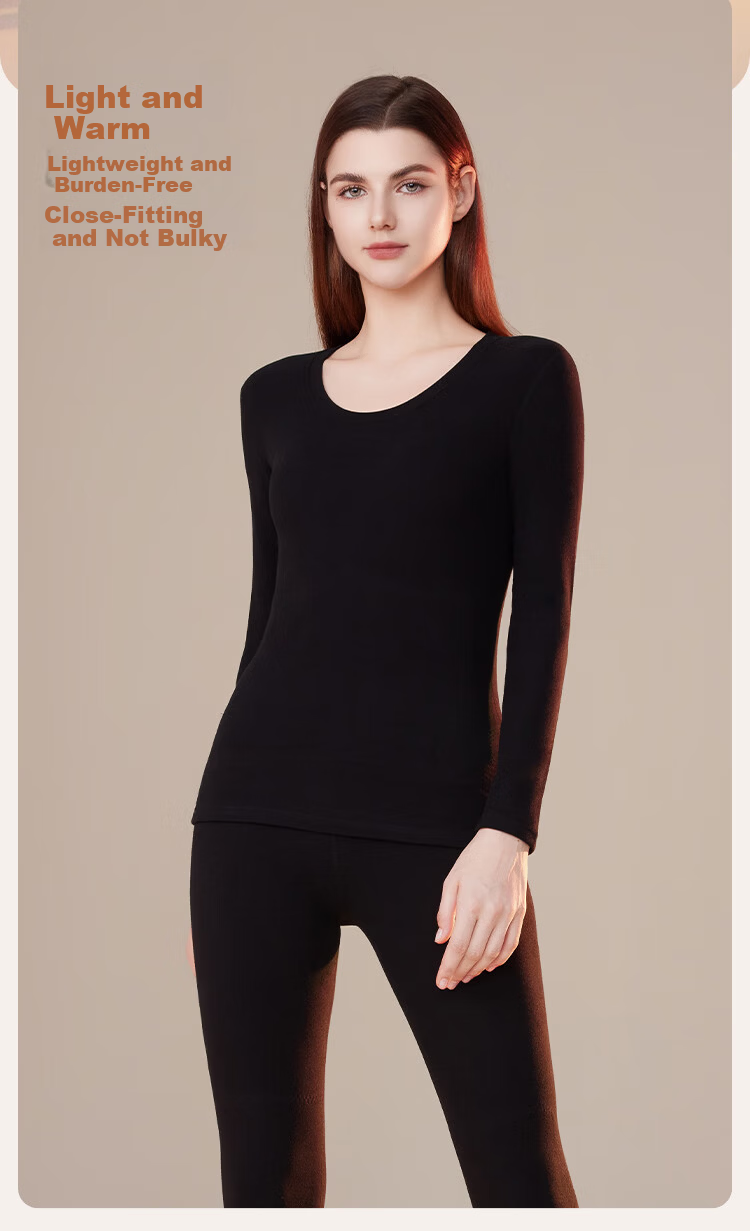 Ordifen Cashmere Silk Patch Set Autumn Winter Seamless Women's Thermal Underwear Heating Top and Bottom Haixia M 6