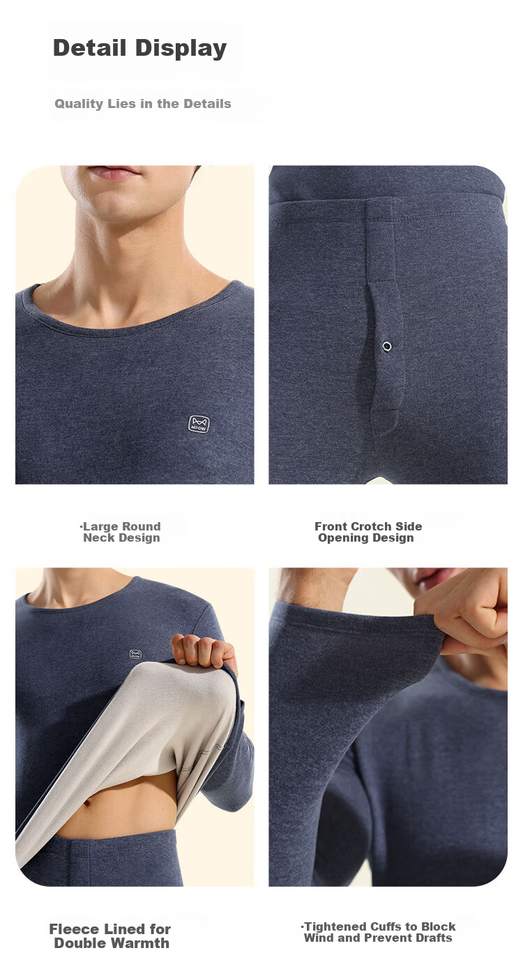 MiiOW [Acetate Goose Down Cashmere Silk] German Velvet Thermal Men's Warm Underwear Set Autumn Long Johns Thermal Suit 21