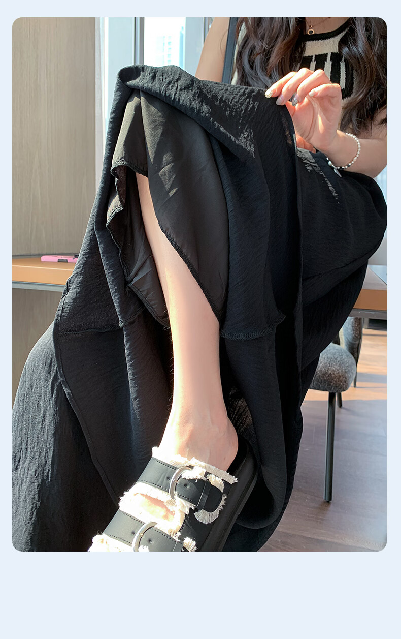 Borui Ice Silk Wide-Leg Pants Women's Summer Thin 2026 New Skirt Pants Textured Milk Fabric Yamamoto Chiffon Trousers 20