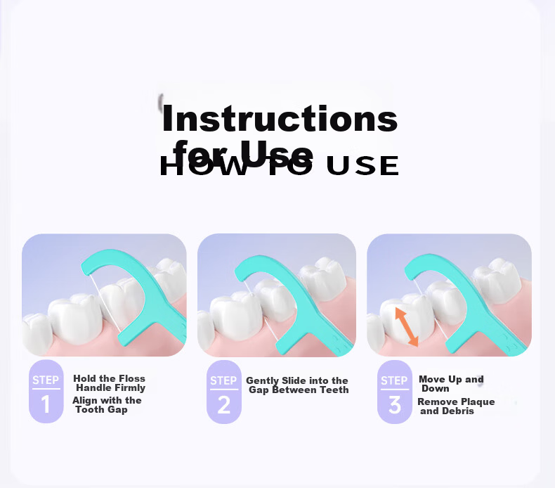 Beijiajie Dental Floss Picks Individually Packaged 50 Sticks * 4 Boxes, Round Dental Floss Picks, Ultra-Thin Smooth Portable Floss Case, Mint Flavor 8