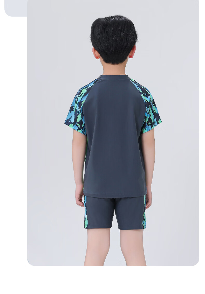 Langsha Boys' Children's Two-Piece Swimwear Set, Large Kids' Training Swimsuit with Swim Trunks, Three-Piece Bathing Suit for Swimming and Hot Springs 16