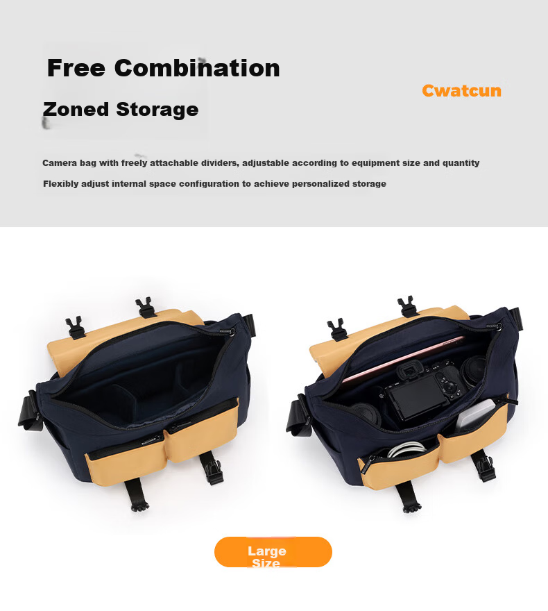 CWATCUN Kaden Single Shoulder Camera Bag Waterproof Outdoor Travel Crossbody Storage Digital Camera Accessory Bag 4