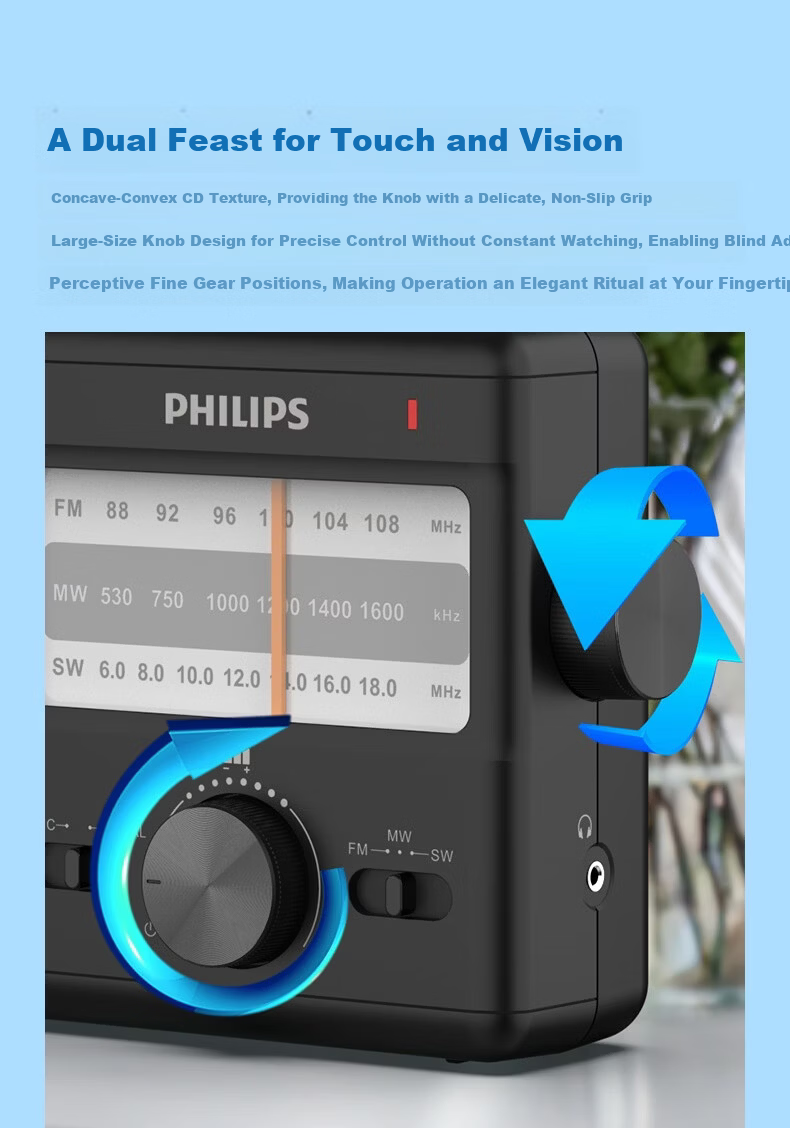 PHILIPS TAR2368S Full Band Radio Pointer Rechargeable Lithium Battery Portable FM Semiconductor Vintage Desktop Broadcast Elderly Portable Speaker 8