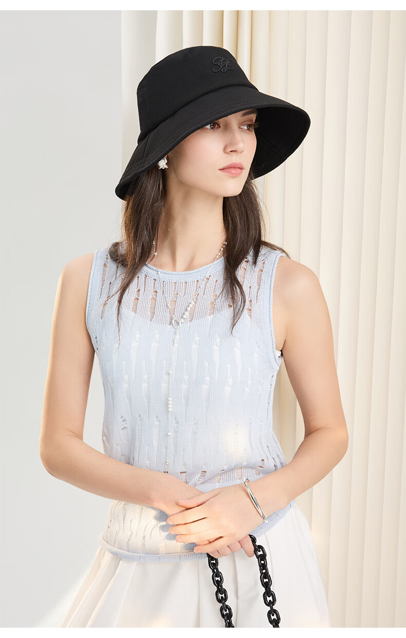 ELLE Waffle Embroidered Fisherman Hat Women's Summer Sun Protection UV Breathable Sunshade Hat Gift 28