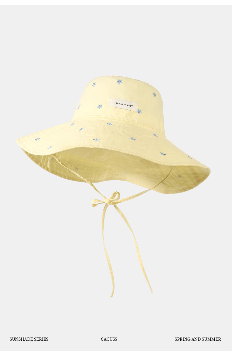 CACUSS Women's Summer New Pure Cotton Wide Brim Sun Hat Outdoor Foldable Anti-UV Sunshade Hat Apricot Yellow 10