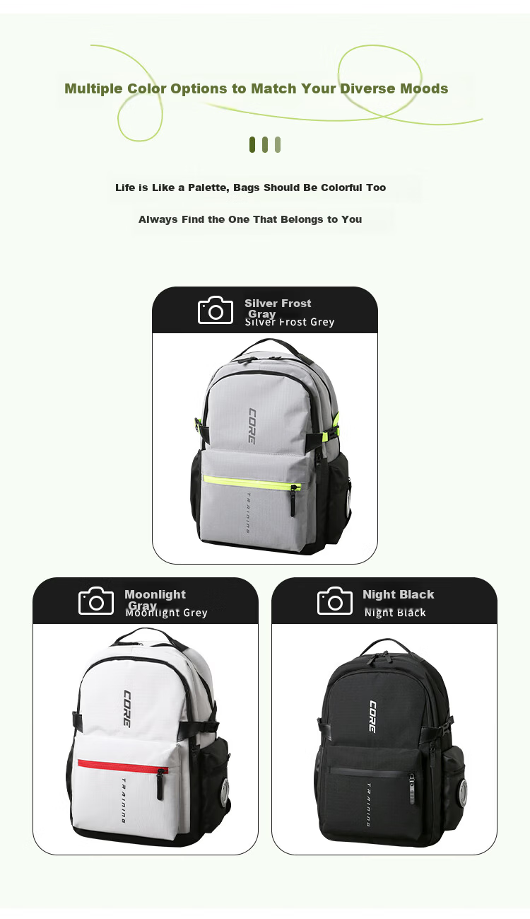 COW Large Capacity School Backpack for Middle and High School Students, Durable Water-Resistant Dual Shoulder Bag in Silver Gray 1