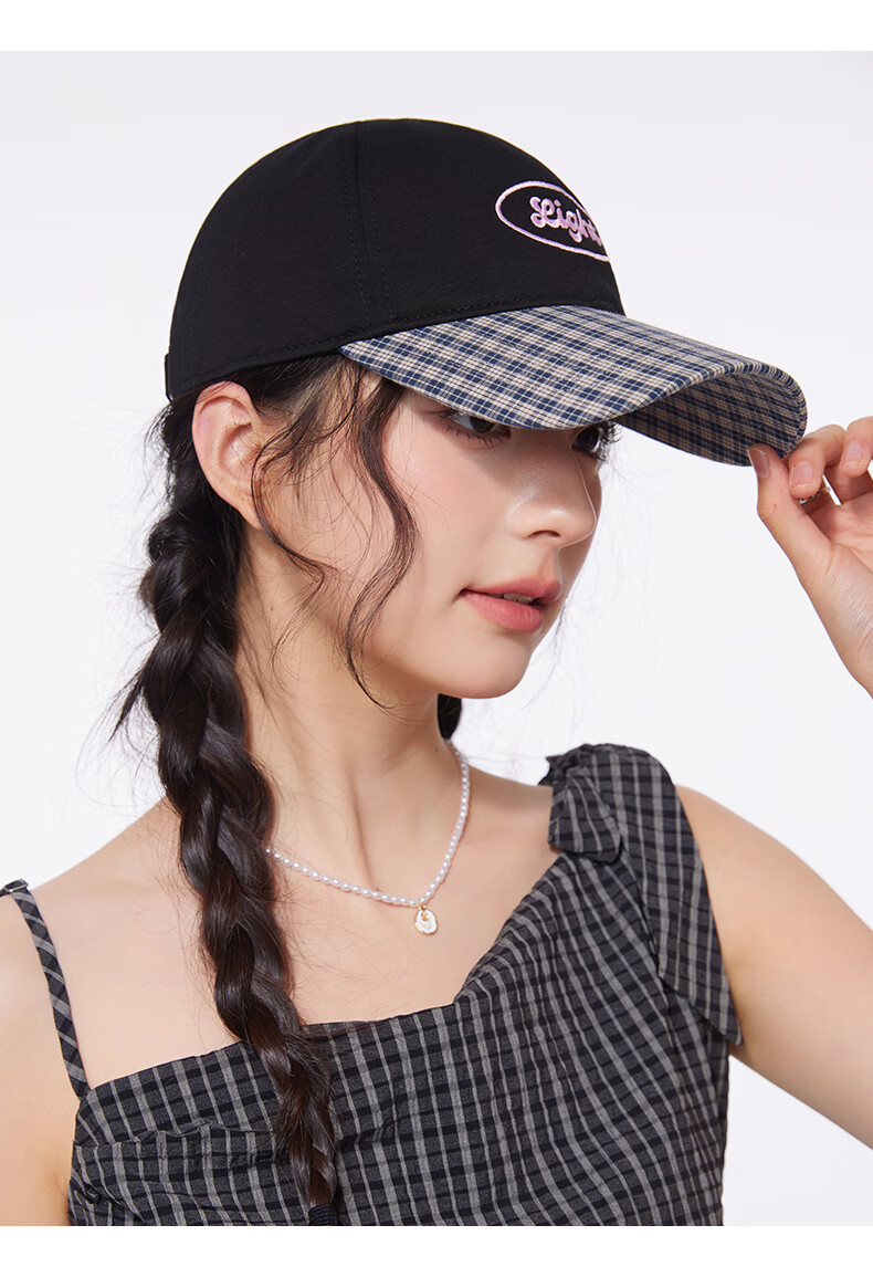 CACUSS Women's Spring Summer Baseball Cap Simple College Style Couple Patchwork Soft Top Comfortable Hat Ink Gray 9