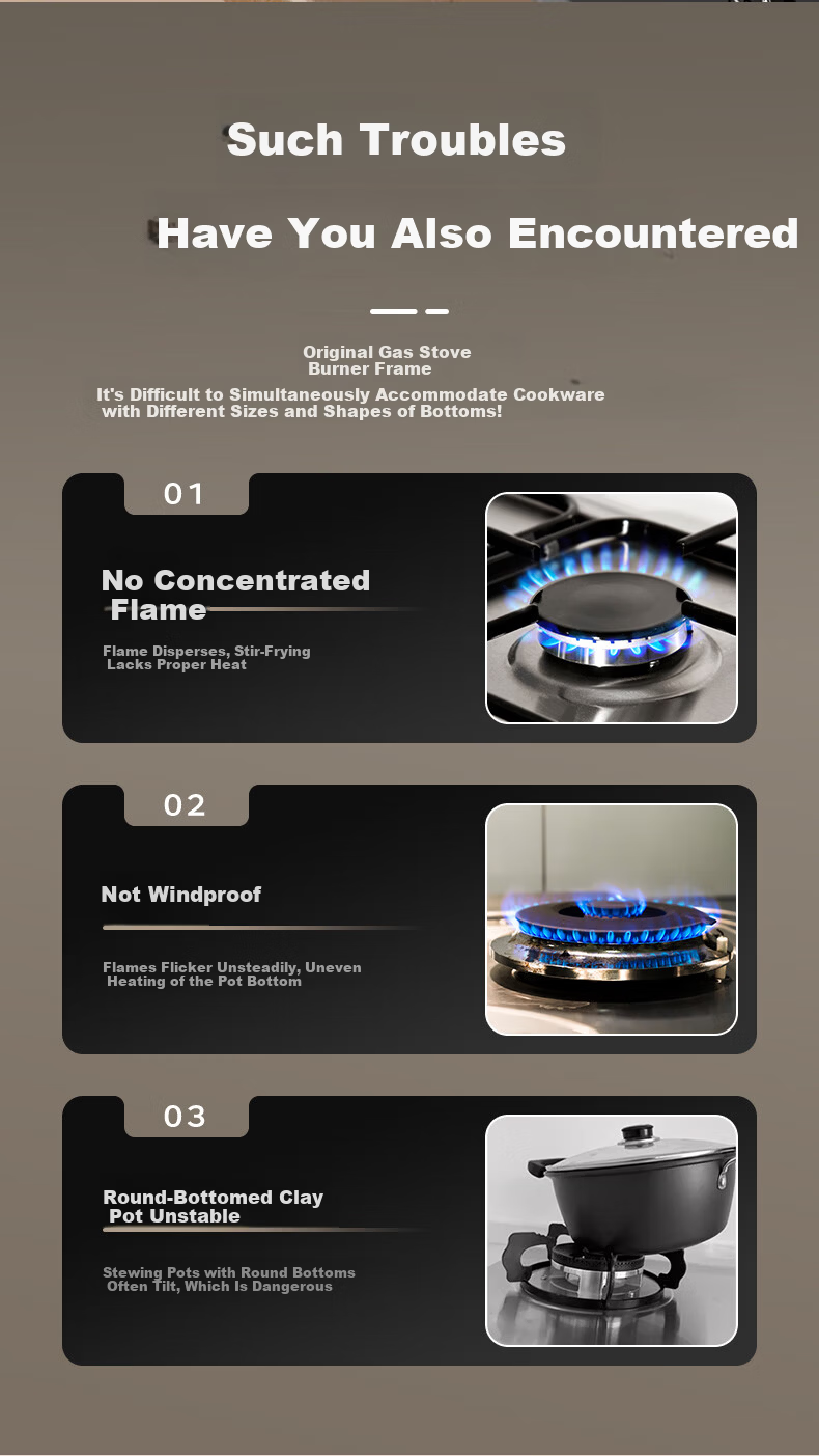 Muhouyingxiong Gas Stove Support Bracket, Thickened Anti-Slip Stand, Stove Base, Thickened Cast Iron Pot Rack, Wok Stand, Non-Slip Support, Universal Model 3