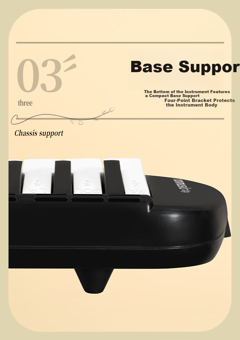 Romusic 37-Key Melodica for Elementary School Students, Black, Beginner Wind Keyboard Instrument for Children 9