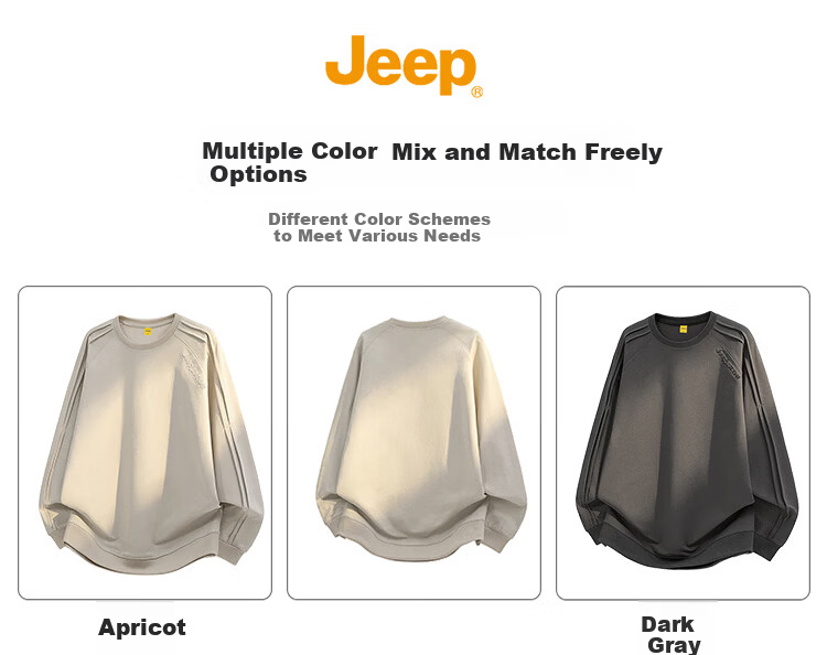 JEEP Men's Spring and Autumn High-End Embroidered Loose Fit Long Sleeve T-Shirt Sweatshirt Iron Gray L 6
