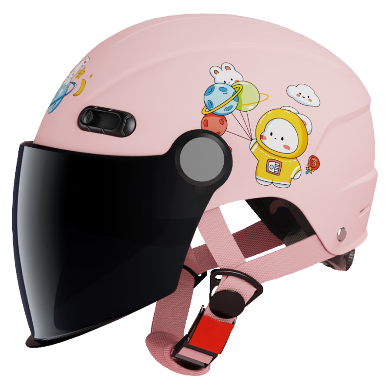 FOREVER 3C Certified Kids Helmet Boys Girls 3-12 Years Half Helmet 6-12 Years Cartoon Cute Baby Safety Hat Four Seasons Summer Sun Protection 105 Pink [Sunshade Long Visor]
