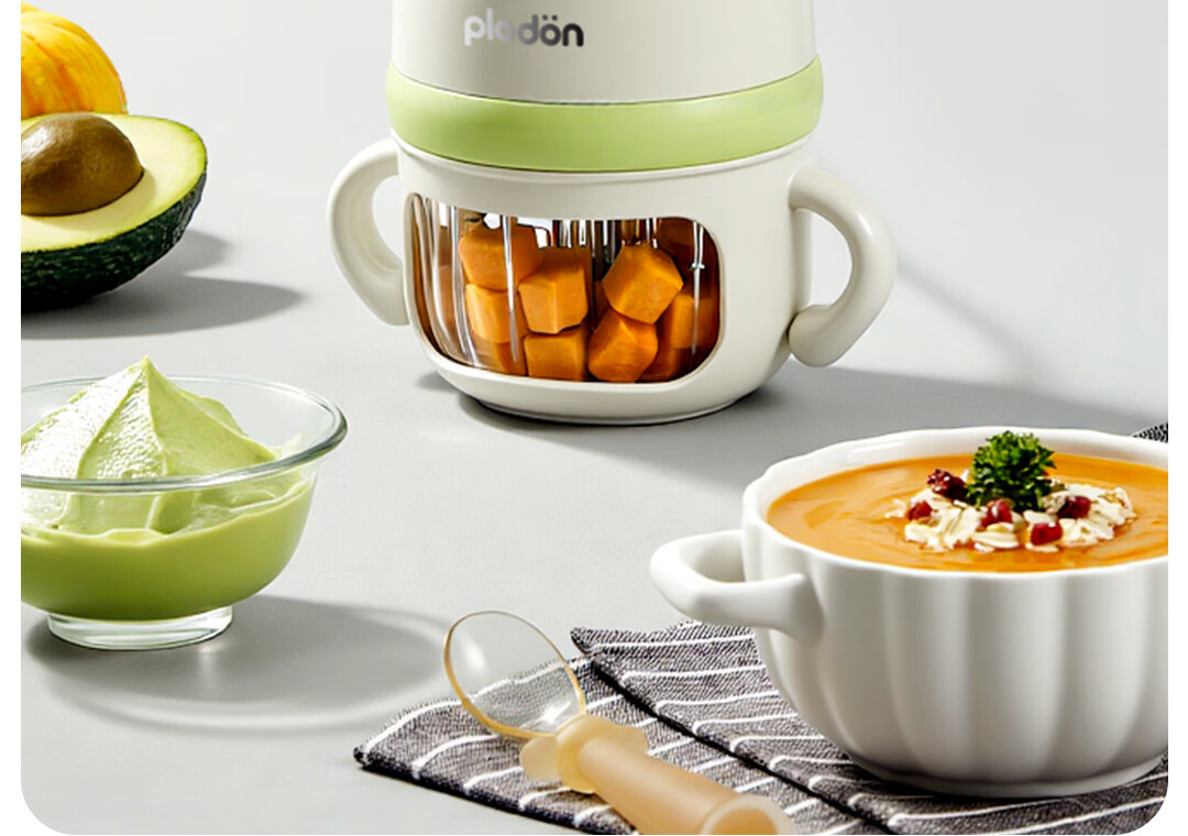 PLODON Baby Food Processor Infant Blender Puree Maker [All-Steel Shaft] Single Speed 10-Blade Single Cup Single Blade 8