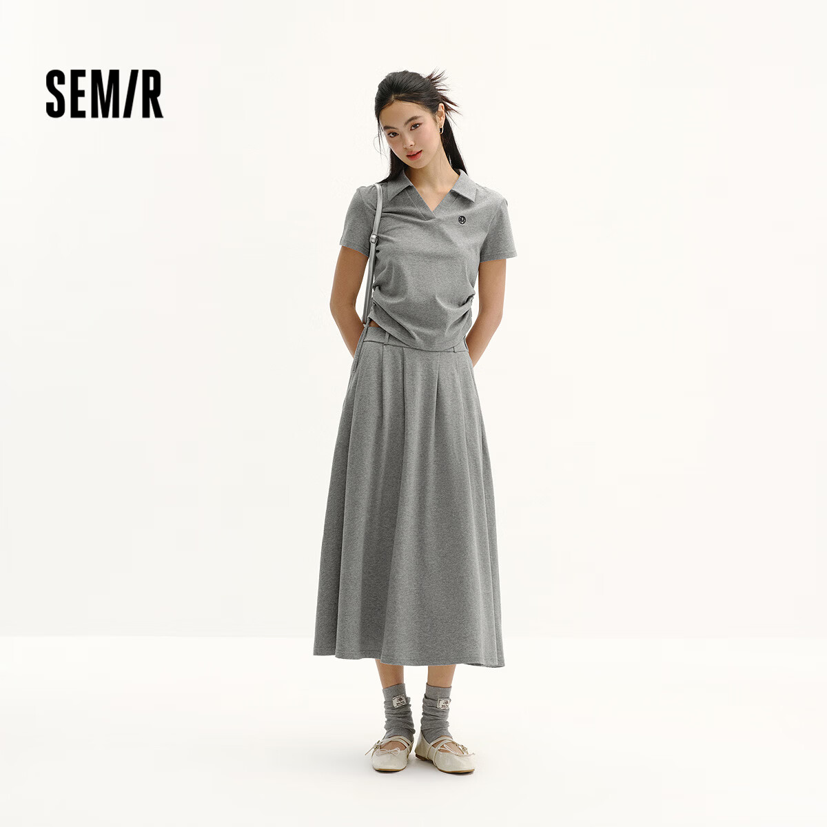 Semir Summer Women's Cotton Polo Shirt and Skirt Set 2026 Commuter Two-Piece Outfit 101326117008