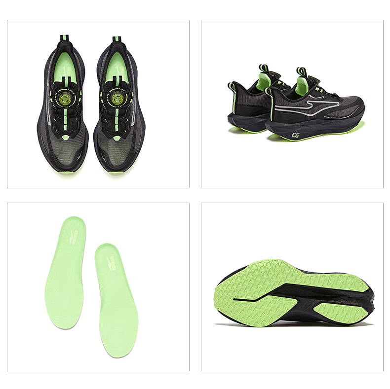 ERKE Kids Unisex Shock Absorption Sports Shoes Children's Lightweight Running Shoes Microcrystalline White/Sprout Green Size 35 43