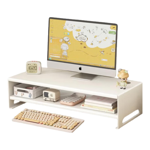 Jingcai Computer Monitor Riser Stand Desktop Organizer ZJ08 White Double Layer