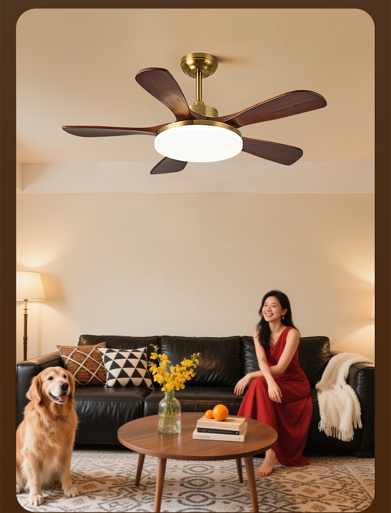 ASUS Lighting American Cree LED Fan Light French Vintage Style Living Room Dining Room Direct Blade Ceiling Fan Light Silent 27
