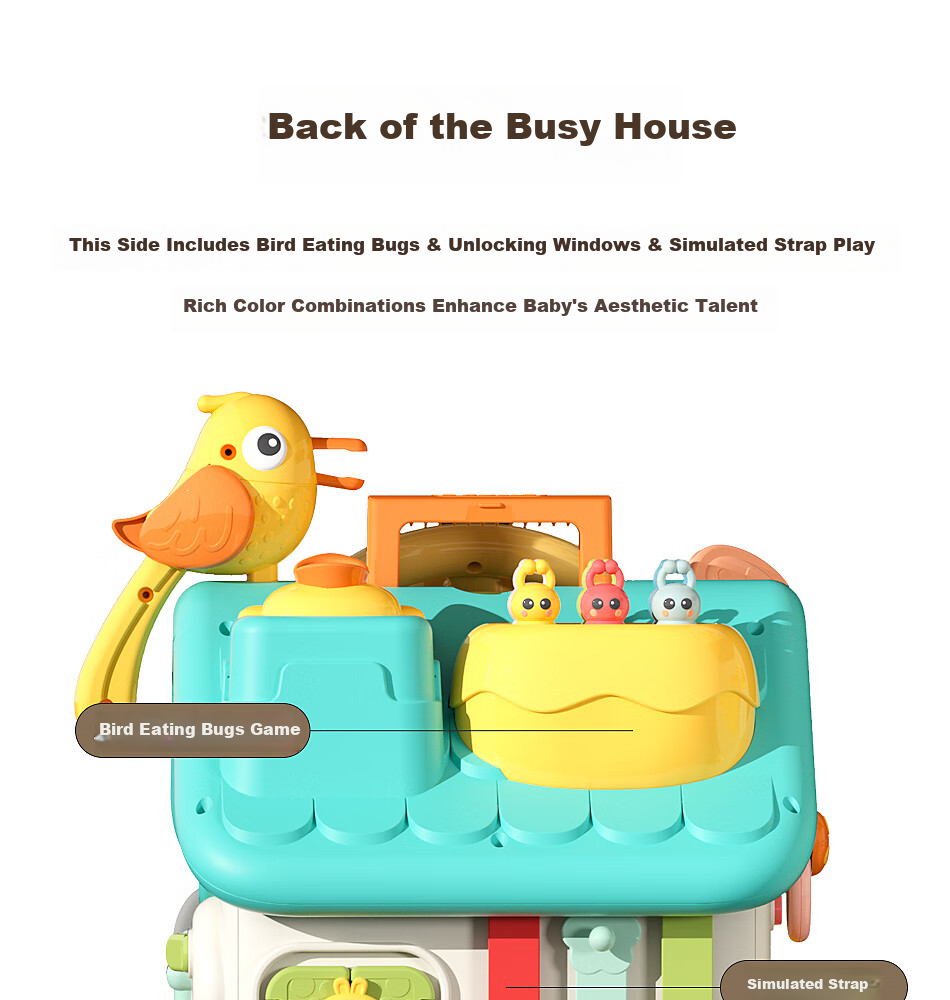 Xinge Montessori Busy Board Baby Educational Lock Toy Early Learning Activity Table Gift for Boys and Girls with Cake Box 13
