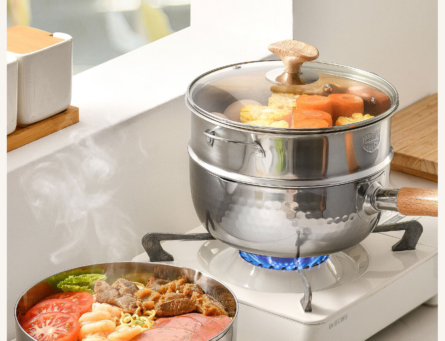 Jingyan Stainless Steel Snow Flat Pot Small Induction Cooker Pot for One Person Household Cooking Noodle Pot Milk Heating Non-stick Baby Food Pot Milk Pan 30