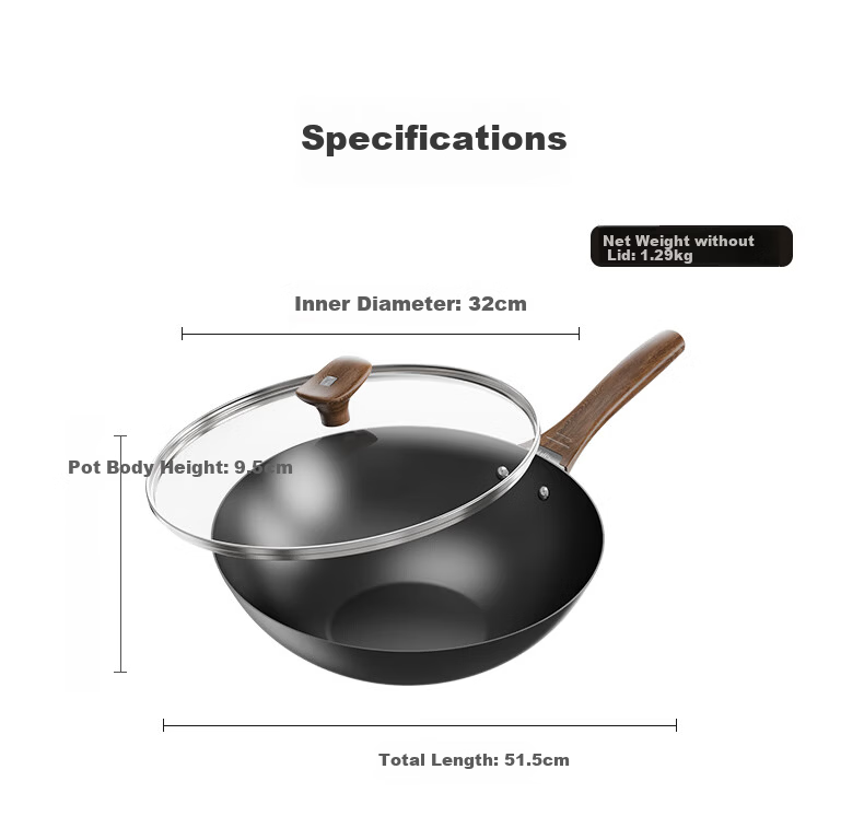 Alluflon Aluflon Titanium Volcanic Iron Frying Pan Healthy 0 Fluoride Rust-Free No Seasoning Non-Stick Home Cooking Wok 15